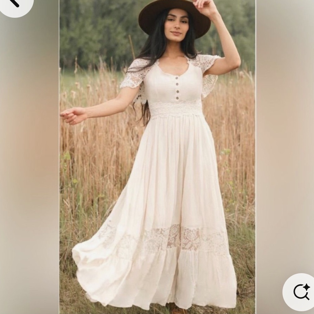 Joyfolie Maxi Dress Cream Sz M NWT